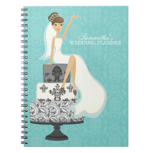Caderno Espiral Planeador de Casamentos de Noiva de Brunette