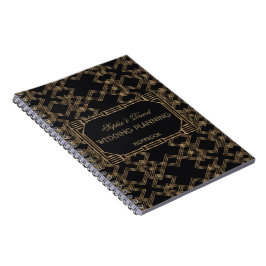 Caderno Espiral Planeador de Casamentos do Excelente Negro Dourado