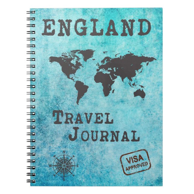 Caderno Espiral Planeador de Viagens de Diário da Inglaterra (Frente)