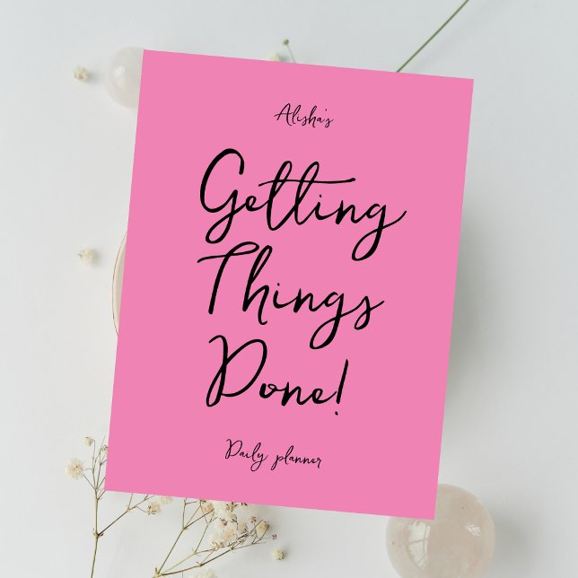 Caderno Espiral Planeador diário rosa do nome personalizado da cot (Criador carregado)