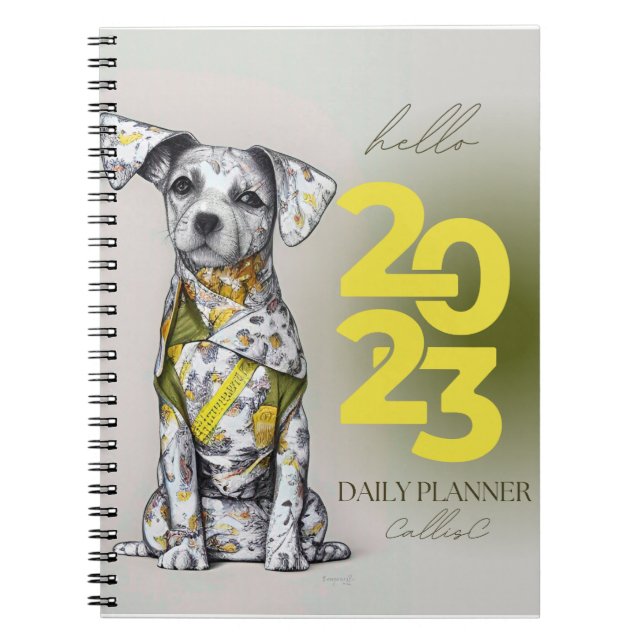 Caderno Espiral Planejador 2023 - Cão feliz por CallisC (Frente)