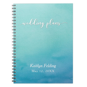 Caderno Espiral Planejador de Casamento com Efeito Ombre Azul e Tu