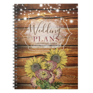 Caderno Espiral Planejador de Casamento com Luzes de Corda e Giras