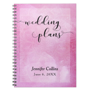 Caderno Espiral Planejador de Casamento com Tipografia de Mandala 