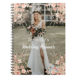 Caderno Espiral planejador de casamento elegante de fotos botânica