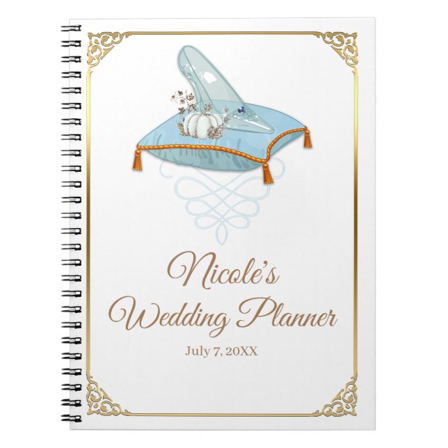 Caderno Espiral Planejador de Casamento Elegante Sapatilha de Vidr (Frente)