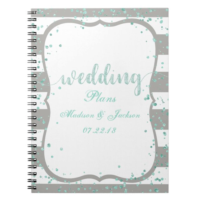 Caderno Espiral Planejador de Casamento Listras e Confetes de Hort (Frente)