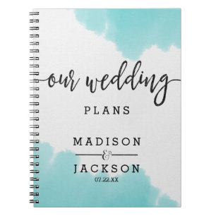Caderno Espiral Planejador de Casamento Traços de Pincel Aquarela