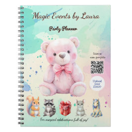 Caderno Espiral Planejador de Festa Infantil Logotipo Código QR Ur