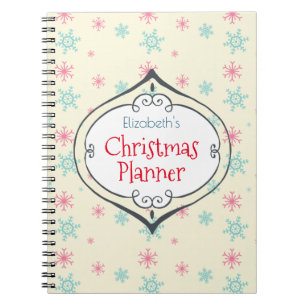 Caderno Espiral Planejador de Natal Bonito com Flocos de Neve Pers