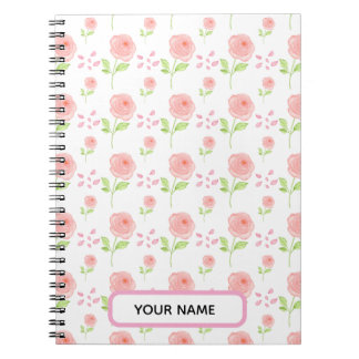 Caderno Espiral Planejador de padrão floral botânico aquarela