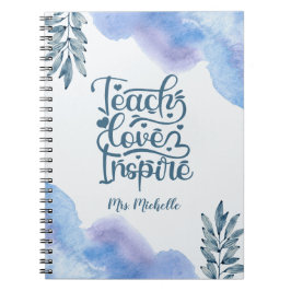 Caderno Espiral Planejador de Professor Citação Inspiradora Aquare