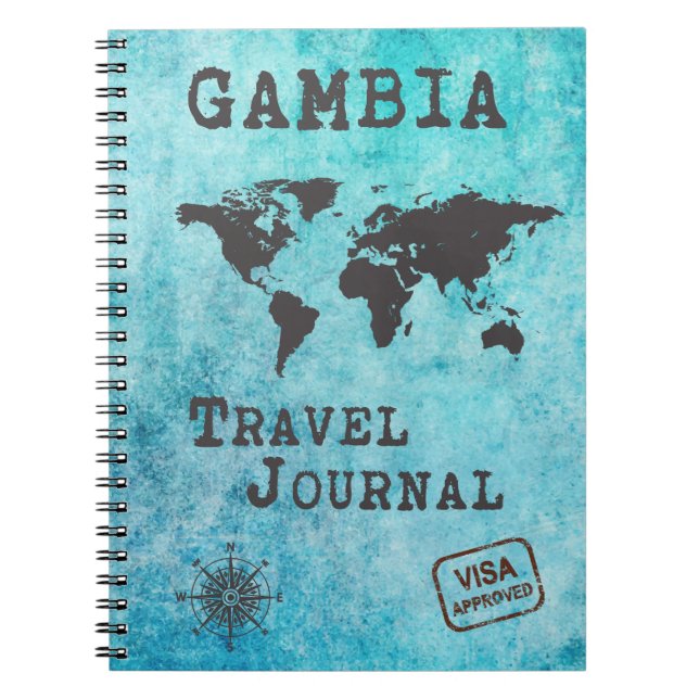 Caderno Espiral Planejador de Viagem de Diário da Gâmbia Viagem (Frente)