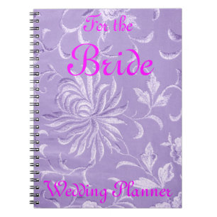 Caderno Espiral Planejador do casamento tema damasco da lavanda