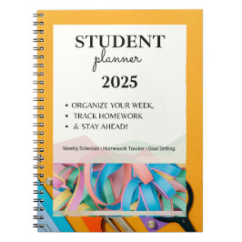 Caderno Espiral Planejador Estudantil 2025 | Cronograma Semanal, T