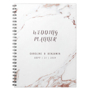 Caderno Espiral Planejador moderno luxuoso do casamento do mármor