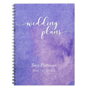 Caderno Espiral Planejador nupcial 2 do casamento da mandala roxa