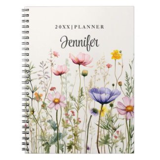 Caderno Espiral Planejador Personalizado de Flores Silvestres | Bo