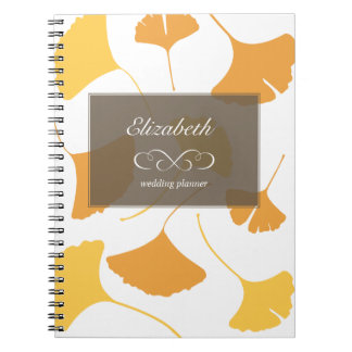 Caderno Espiral Planejador personalizado folhas de ginkgo caindo c
