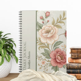 Caderno Espiral Planejador Pessoal Floral Personalizado Diário/Cad
