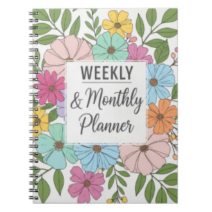 Caderno Espiral Planejador Semanal e Mensal 2025 - Cobrir Floral