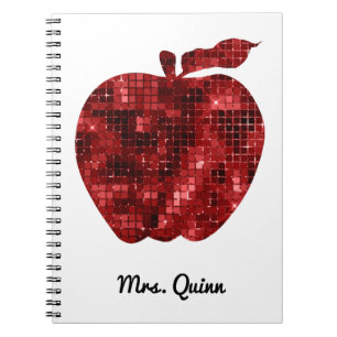 Caderno Espiral Planejador vermelho personalizado de Apple do
