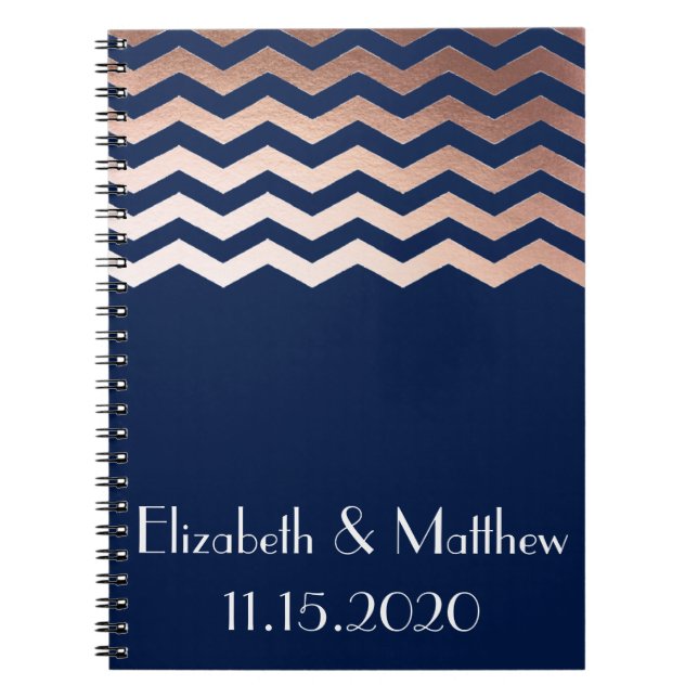Caderno Espiral Planejador Wedding personalizado Chevron Dourado (Frente)