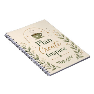 Caderno Espiral Planejar Criar Inspirar - Elegante Espiral Botânic