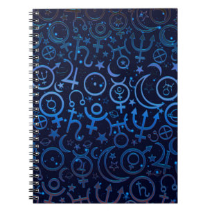 Caderno Espiral Planeta Azul Símbolos Planetas Místicos do Univers