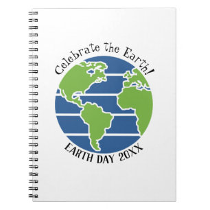 Caderno Espiral Planeta de Mapa Verde Azul do Dia da Terra