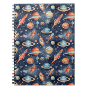 Caderno Espiral Planeta Espacial do Bebê Cachorro Azul