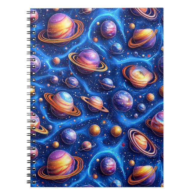 Caderno Espiral Planetas da galáxia da Lua (Frente)