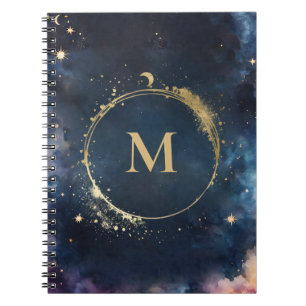 Caderno Espiral Planetas do Céu Azul de Galáxias Douradas Celestia