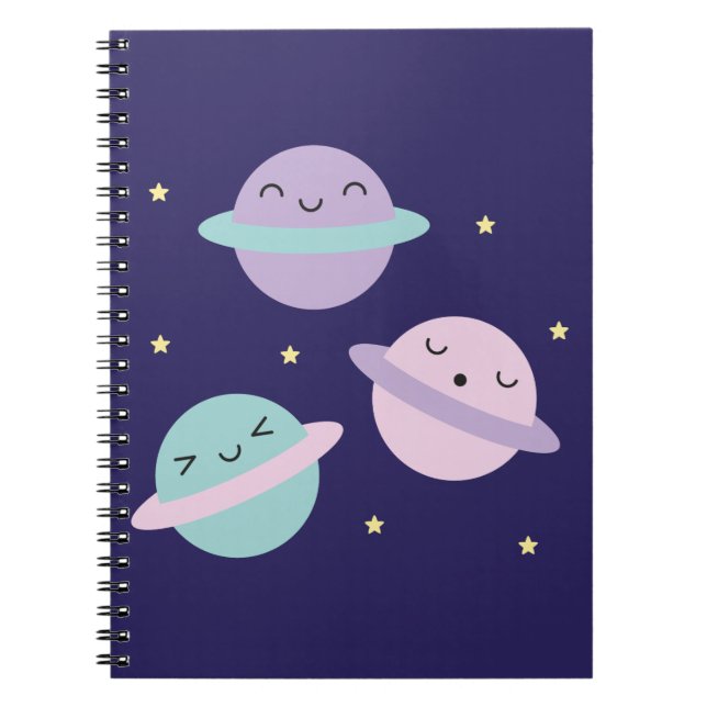 Caderno Espiral Planetas do Pastel de Kawaii (Frente)