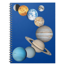Caderno Espiral Planetas do sistema solar (alterável a cores)