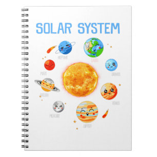 Caderno Espiral Planetas do Sistema Solar Espaço Ciência Meninas