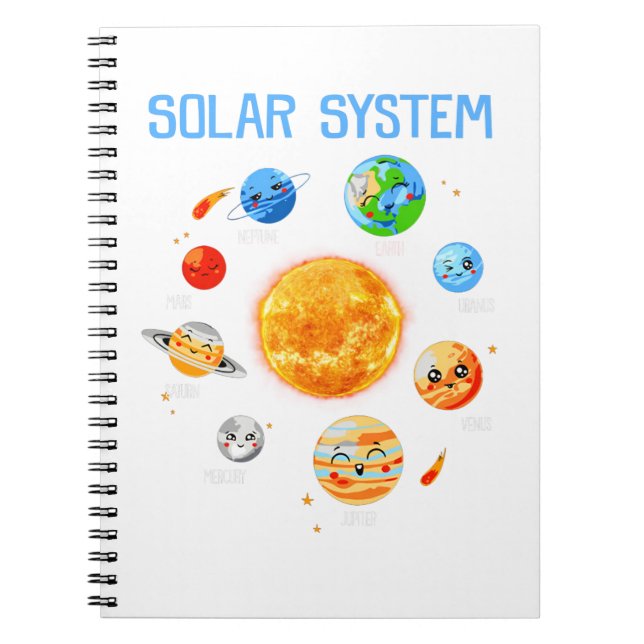 Caderno Espiral Planetas do Sistema Solar Espaço Ciência Meninas S (Frente)