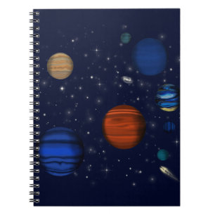 Caderno Espiral Planetas e galáxias no espaço