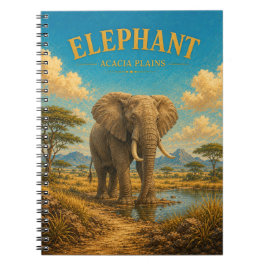 Caderno Espiral Planícies de Acácia de Elefante GeoSaga Aquarela