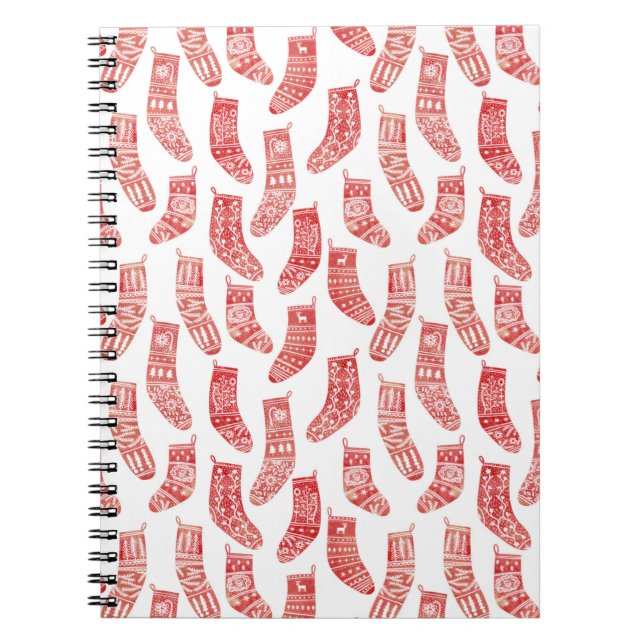 Caderno Espiral Planícies Nórdicas Vermelho e Branco (Frente)