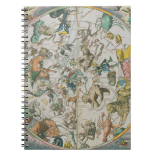 Caderno Espiral Planisphere celestial que mostra os sinais do Zod