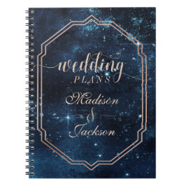 Caderno Espiral Planner de Casamento da Galáxia Celestial da Estre