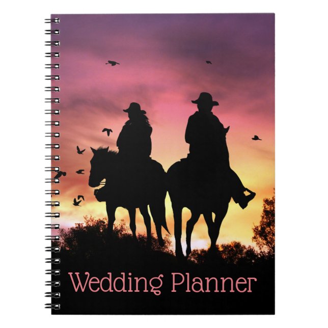 Caderno Espiral Planner de Casamento de Cowboy e Cowboy (Frente)