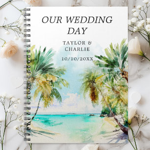 Caderno Espiral Planner de Casamento de Destino de Praia Tropical