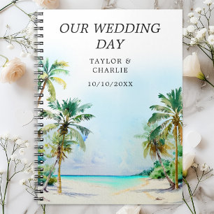 Caderno Espiral Planner de Casamento de Destino de Praia Tropical