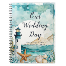 Caderno Espiral Planner de Casamento de Farol Náutico