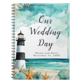 Caderno Espiral Planner de Casamento de Farol Náutico