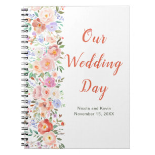 Caderno Espiral Planner de Casamento de Flores primavera