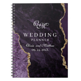 Caderno Espiral Planner de Casamento de Script de Casamento Dourad