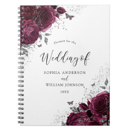 Caderno Espiral Planner de Casamento Silver Rosas da Borgonha